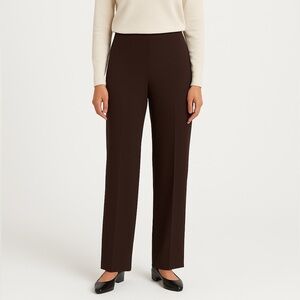 COLDWATER CREEK Stretch Poly Rayon Wide Leg Flat Front Trousers Dark Brown Sz 16
